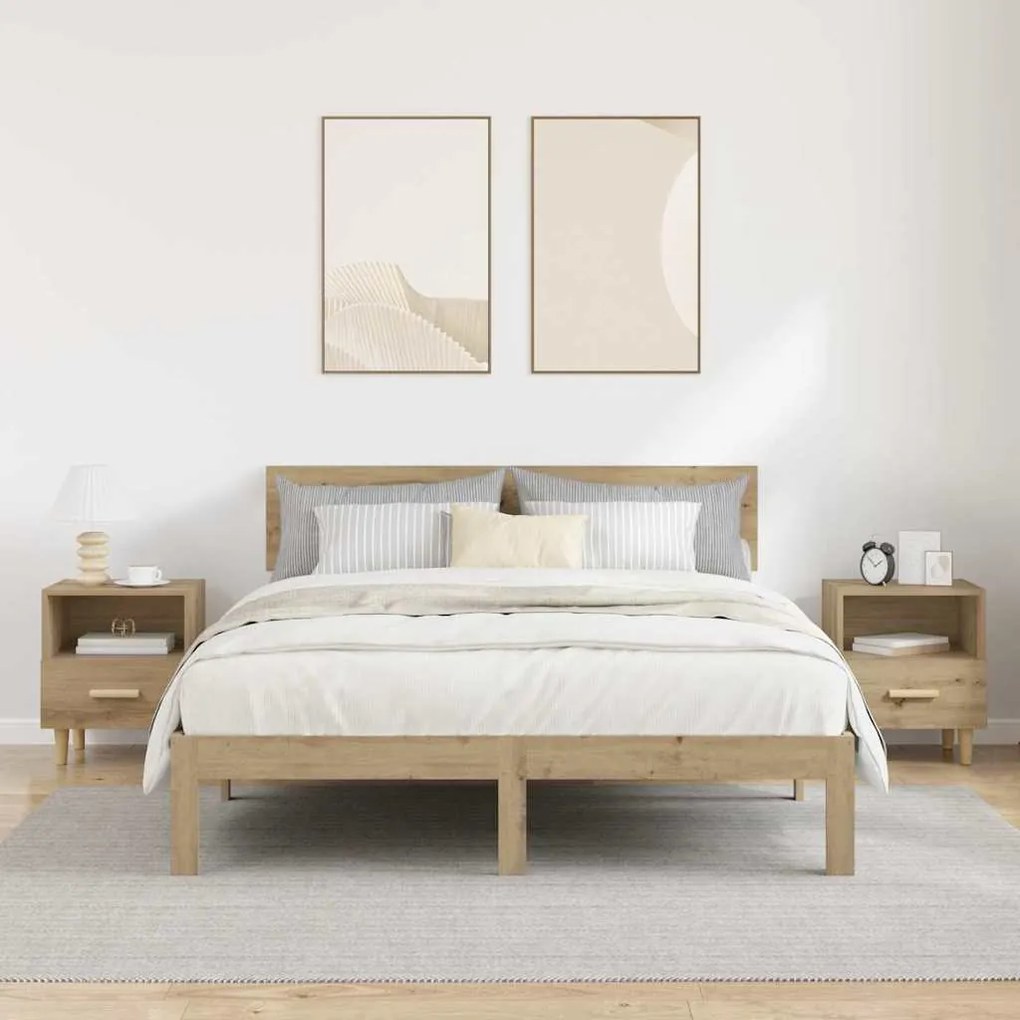 vidaXL Κομοδίνο με συρτάρι 2 pcs artisan δρυς 40 x 35 x 47.5 εκ