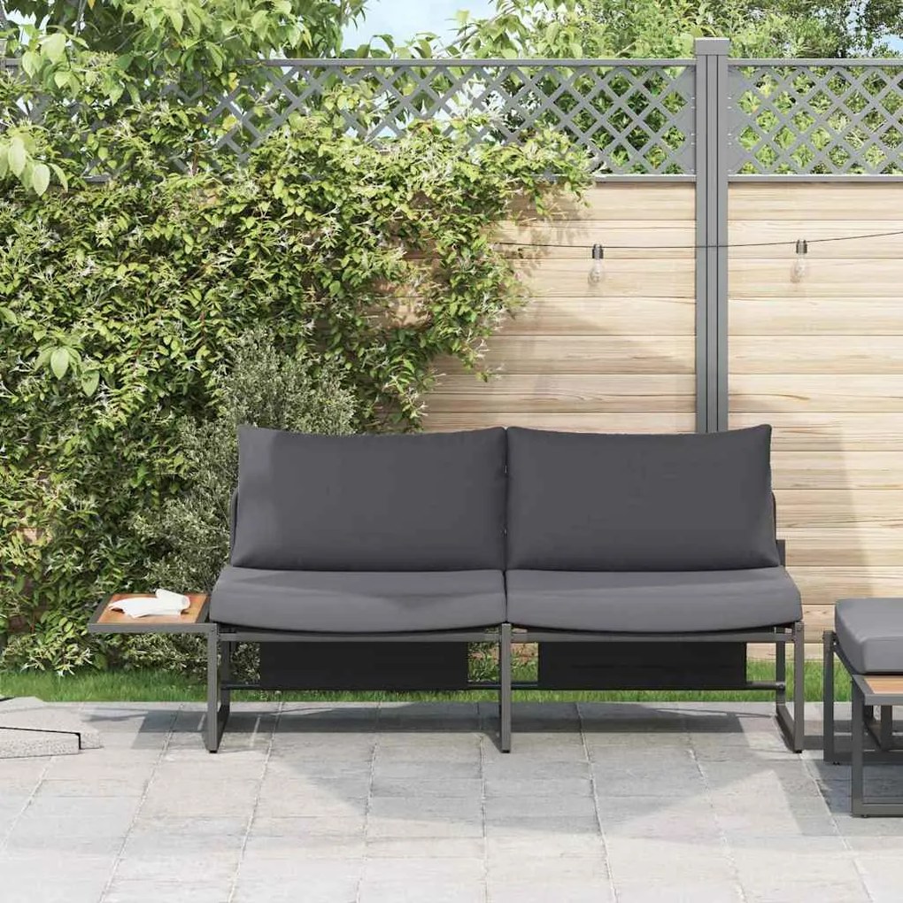 vidaXL Καναπές Κήπου με μαξιλάρι Καφέ 200.5 x 70 x 85.5εκ Μέταλλο