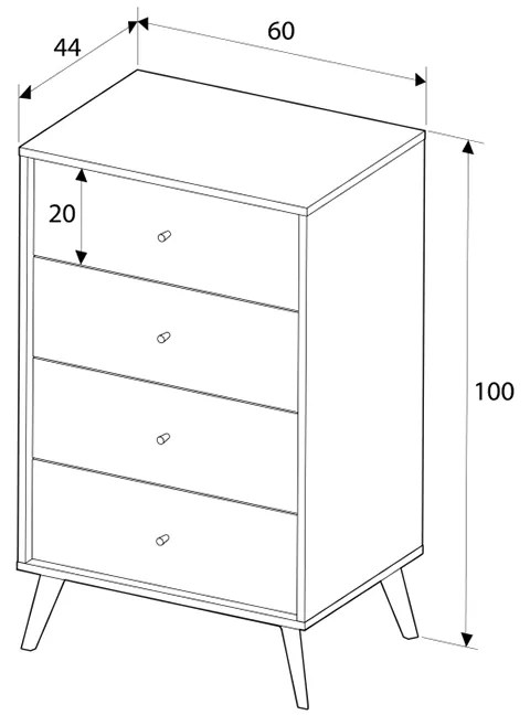 Συρταριέρα Terra Megapap χρώμα florida oak 60x44x100εκ.