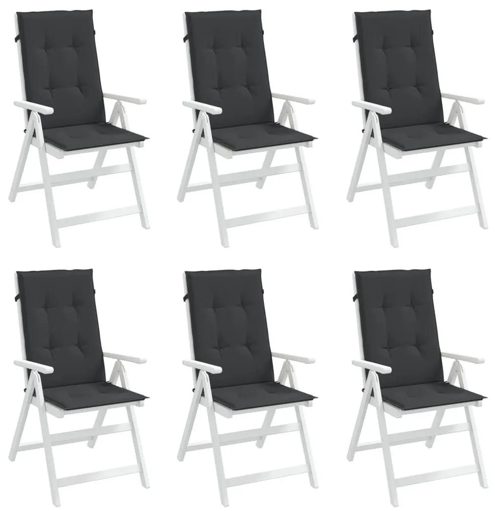 Μαξιλάρια Καρέκλας Κήπου με Πλάτη 6 τεμ. Μαύρη 120x50x3 εκ. - Μαύρο