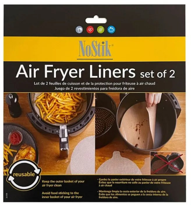 Σετ τακάκια για Air Fryer NoStik 1EEE774, 2 τμχ, 23,5/25,5 cm, Επαναχρησιμοποιήσιμα, Μπεζ