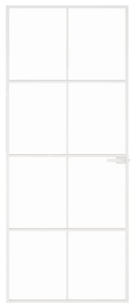 vidaXL Εσωτερική Πόρτα Λευκή 83x201,5 εκ. Ψημένο Γυαλί&Λεπτό Αλουμίνιο