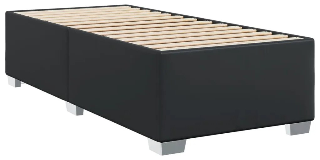 vidaXL Κρεβάτι Boxspring με Στρώμα Μαύρο 90x200εκ. από Συνθετικό Δέρμα