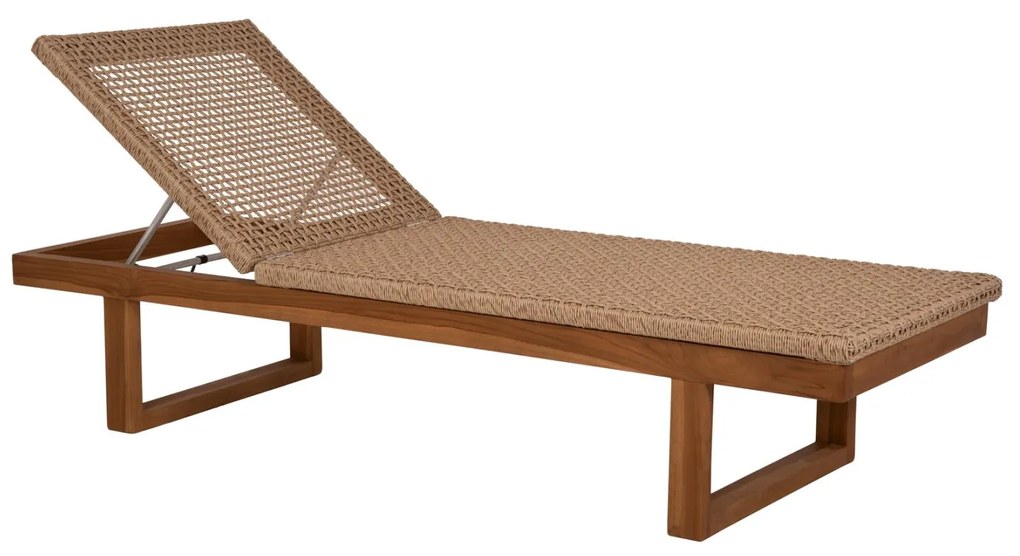 SUNLOUNGER PATRON  TEAK WOOD-VIRO ROPE WICKER 191x65x86Hcm.