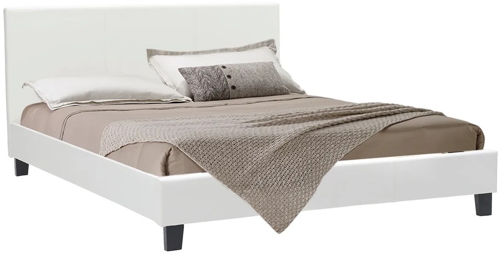 Κρεβάτι Nevil  150x200 PU χρώμα λευκό ματ