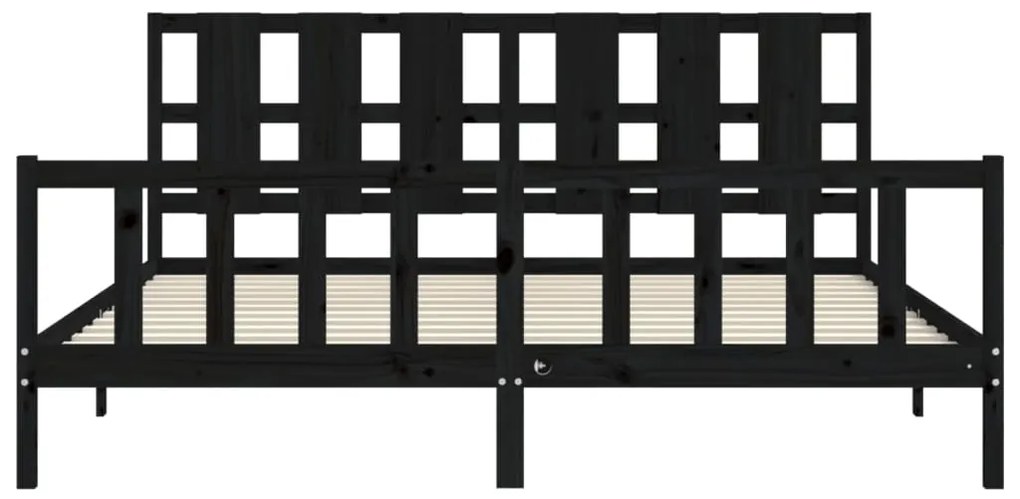 vidaXL Πλαίσιο Κρεβατιού με Κεφαλάρι Μαύρο 200x200 εκ. Μασίφ Ξύλο