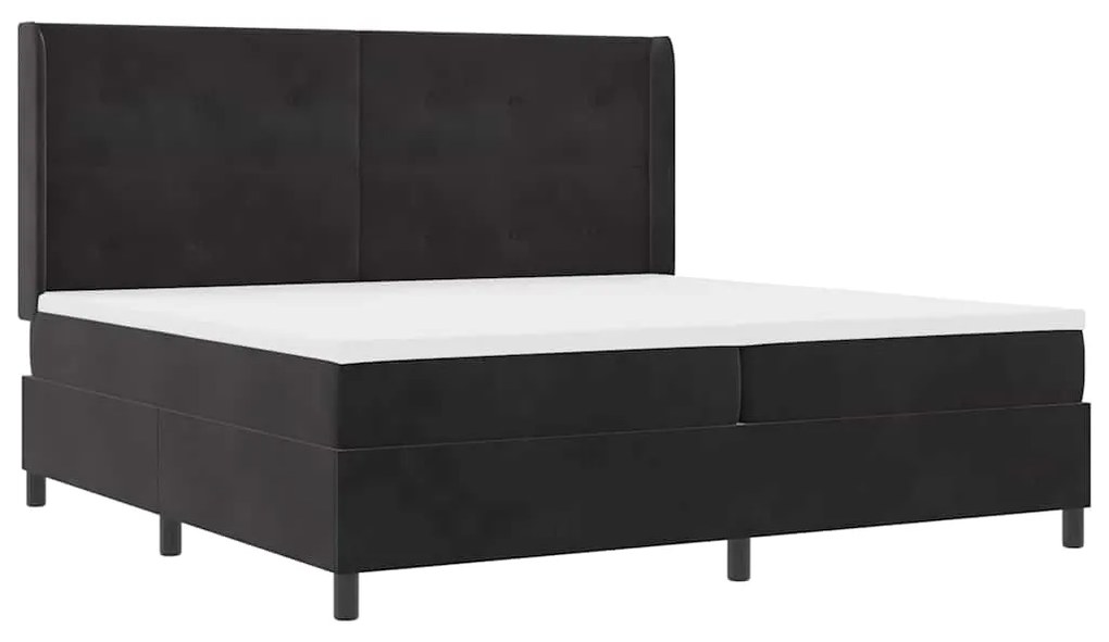 vidaXL Κρεβάτι με ελατήρια με κεφαλάρι Μαύρο 200 x 200 cm Βελούδο