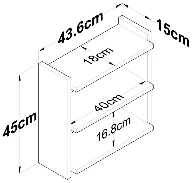 Ραφιέρα Anthia pakoworld καρυδί-λευκό 43.5x15x45εκ (1 τεμάχια)