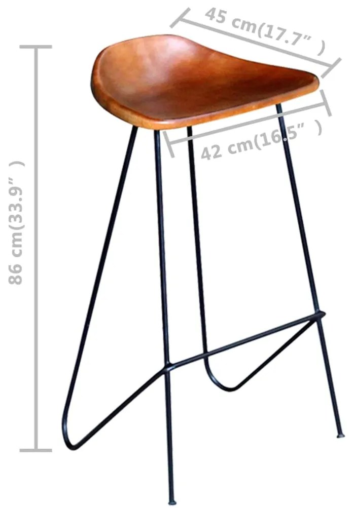 vidaXL Σκαμπό Μπαρ 4 τεμ. Καφέ από Γνήσιο Δέρμα