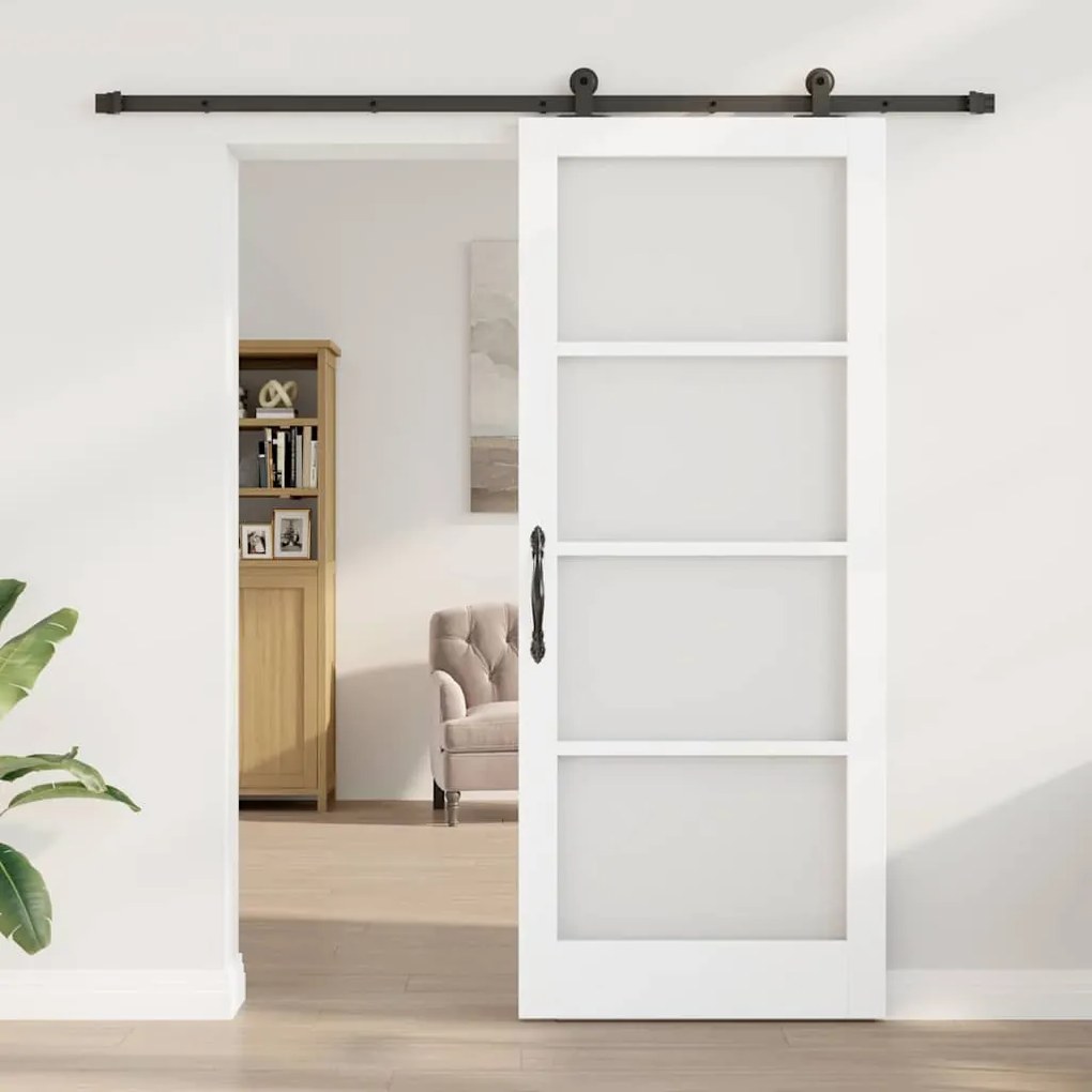 vidaXL Συρόμενη Πόρτα Χειροκίνητος Λευκό 86 x 211 cm Ξύλο και μέταλλο