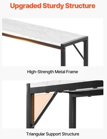 VEVOR Marble Console Table Modern Narrow Long Console Table with Power Outlet