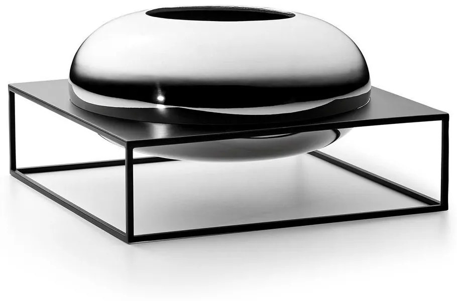 Βάζο Με Βάση Solero XL 240027 30x30x15cm Silver-Black Philippi Ατσάλι