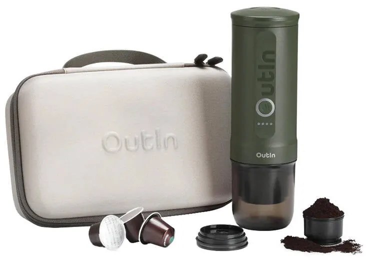 Portable coffe maker bundle Outin Nano 7500mAh (Green) + protective case