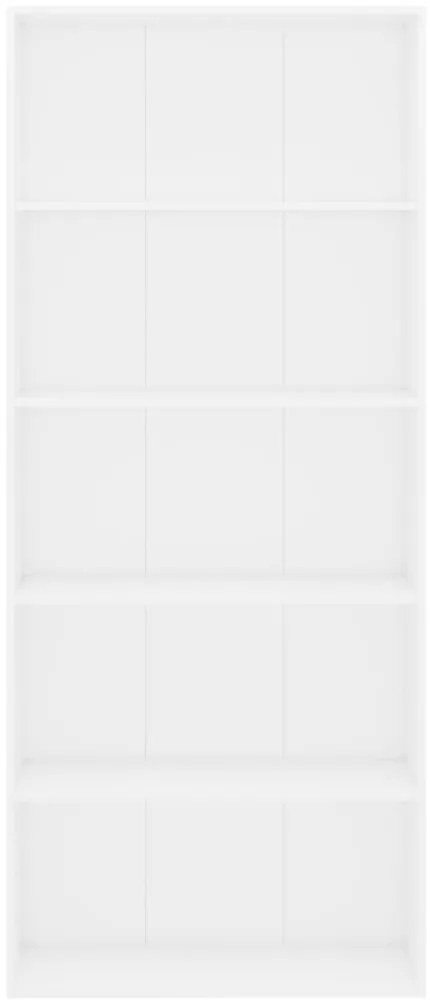 vidaXL Βιβλιοθήκη με 5 Ράφια Λευκή 80 x 30 x 189 εκ. Επεξ. Ξύλο