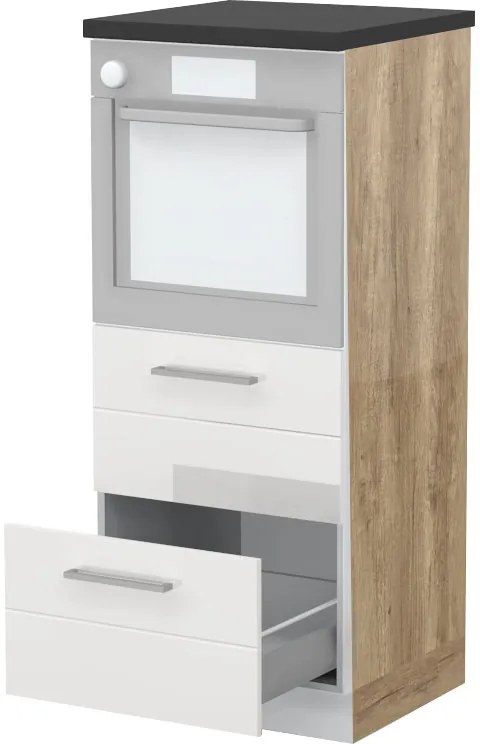 Επιδαπέδιο ντουλάπι φούρνου ψηλό Hudson K14-60-2MB-Φυσικό - Λευκό - 60.00Χ60.00Χ148.00cm