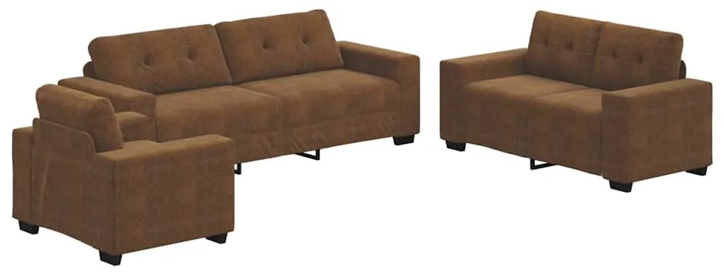 vidaXL Καναπές 3 pcs Καφέ Ύφασμα μείγματος λινών