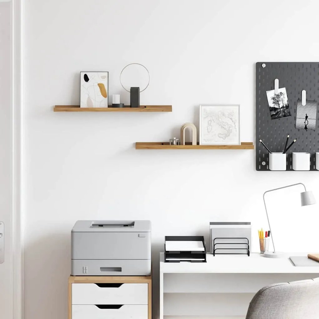 vidaXL Ράφι Τοίχου με ράφι 2 pcs Καφέ 60 x 9 x 3 cm Επεξεργασμένο ξύλο