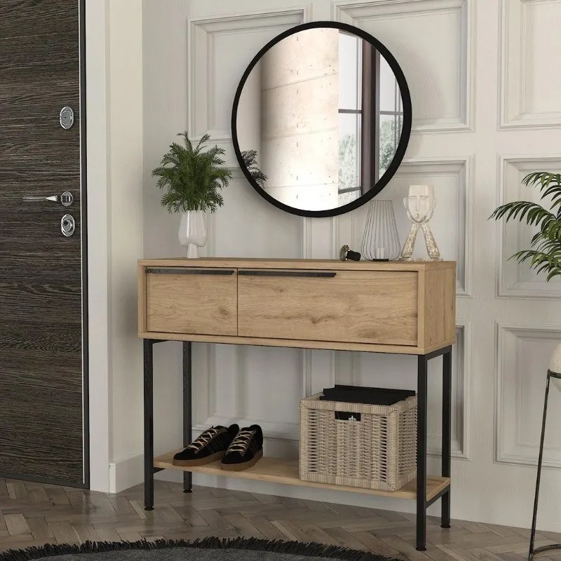 Megapap Κονσόλα Με Καθρέπτη Suzy Sepet Oak 90x29,6x76εκ.