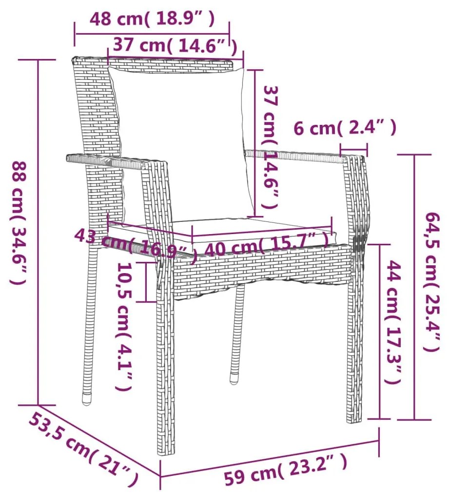 Καρέκλες Κήπου 4 τεμ. Γκρι από Συνθετικό Ρατάν με Μαξιλάρια - Γκρι