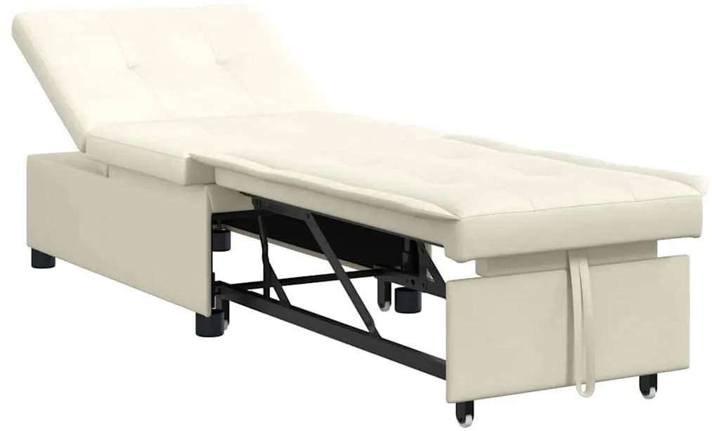 vidaXL Καναπές Κρεβάτι 3 σε 1 Pull-Out Κρεμ Βελούδινος