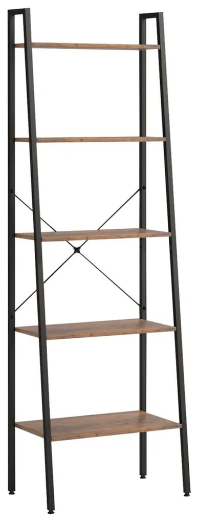vidaXL Ραφιέρα 5 Επιπέδων Σκούρο Καφέ &amp; Μαύρο 56 x 35 x 174 εκ.