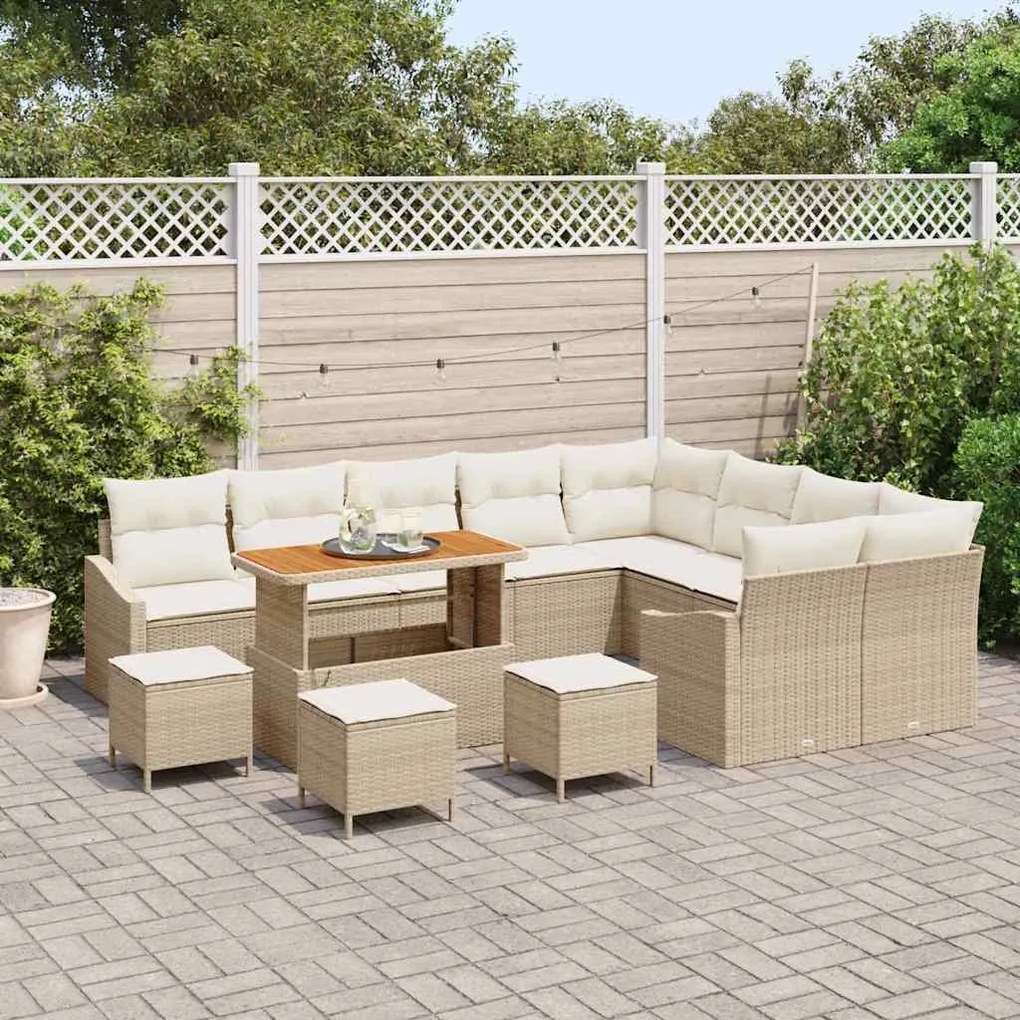 vidaXL Σετ Καναπέ Κήπου 13 pcs Μπεζ, Κρέμα 110 x 55 x 71 εκ
