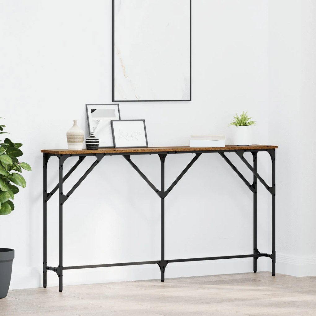 vidaXL Τραπέζι Κονσόλας Παλιό Ξύλο 140x23x75 εκ. Κατασκευασμένο Ξύλο