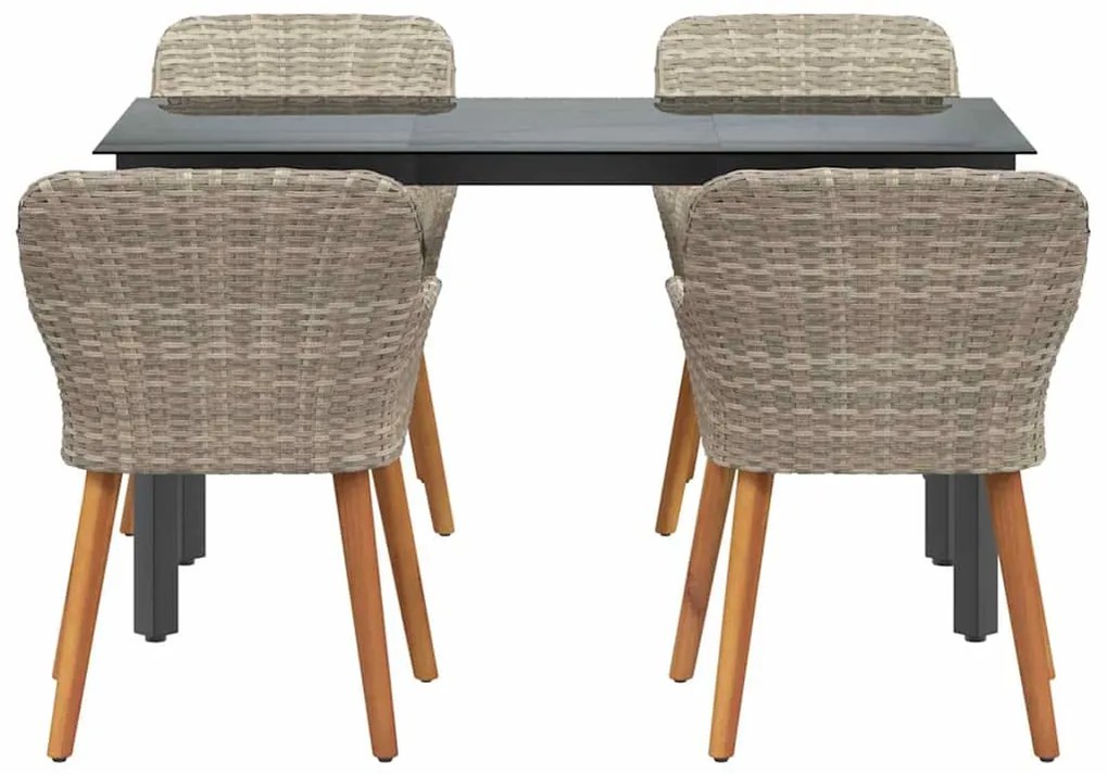 vidaXL Σέτ φαγητού για κήπο 5 pcs Ανοιχτό γκρι συνθετικό ρατάν