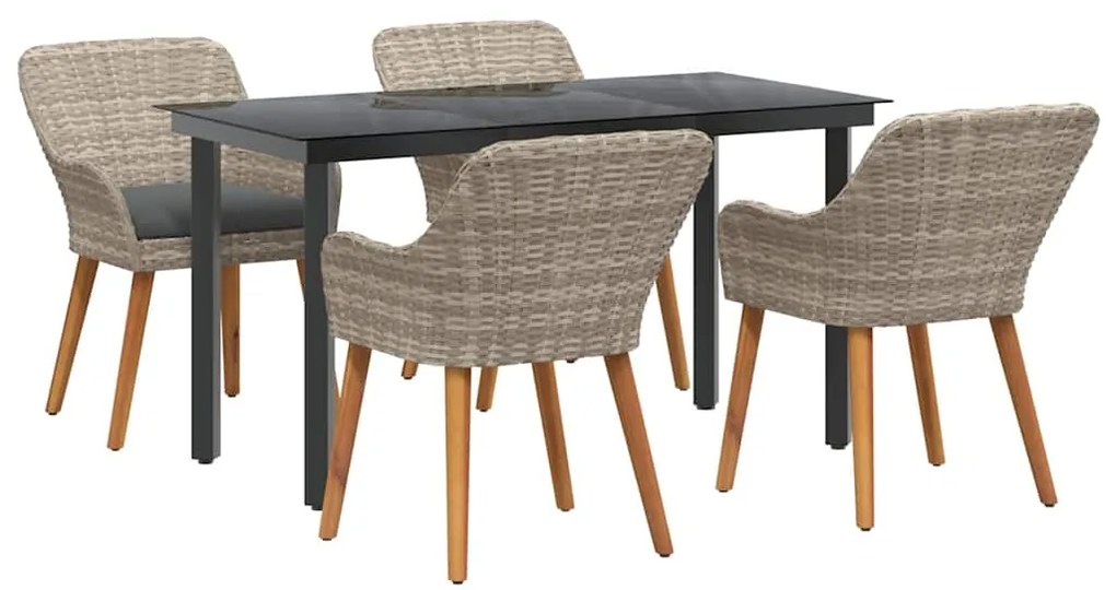 vidaXL Σέτ φαγητού για κήπο 5 pcs Ανοιχτό γκρι συνθετικό ρατάν