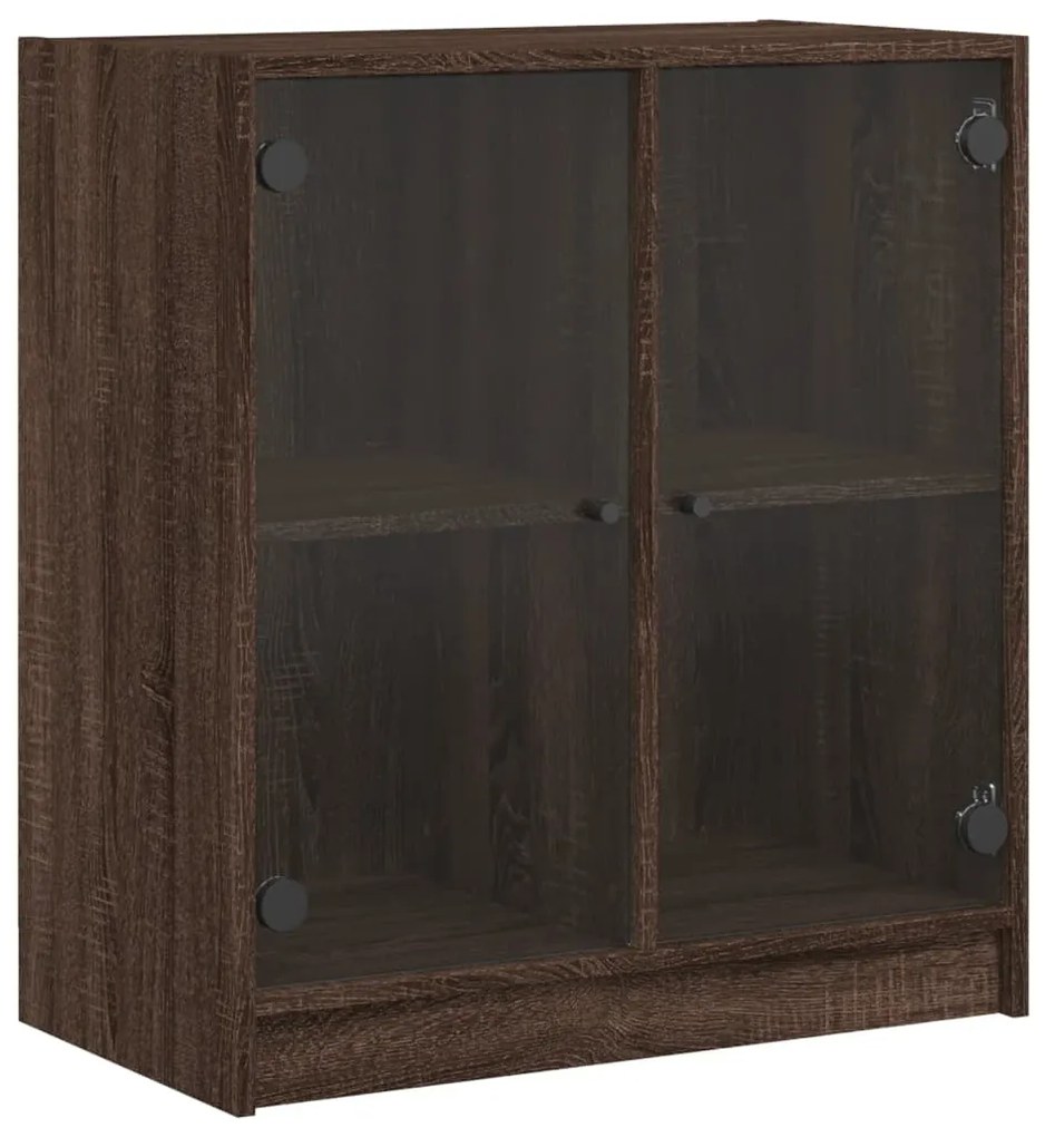 vidaXL Βοηθητικό Ντουλάπι Καφέ Δρυς 68x37x75,5 εκ. Γυάλινες Πόρτες