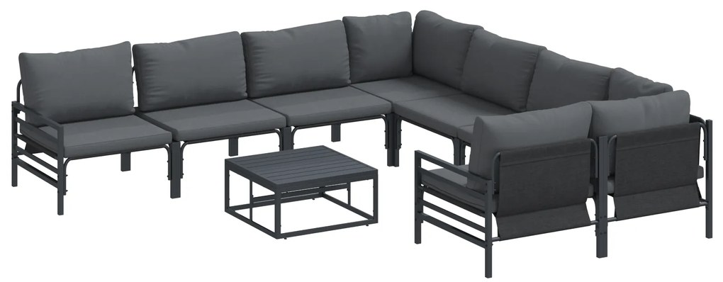 vidaXL Σετ Καναπέ Κήπου 9 pcs Ανθρακί Ατσάλι