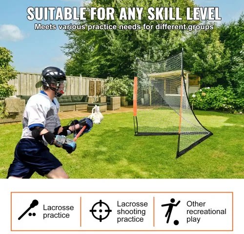VEVOR Lacrosse Goal, 6&#039; x 6&#039; Lacrosse Net, Portable Lacrosse Goal with Carry Bag, Fiberglass Rod Backyard Lacrosse Training Equipment, Easy Setup Collegiate Goal, Perfect for Youth Adult Training