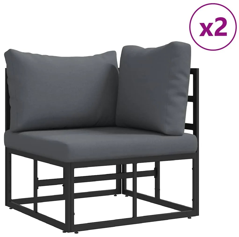 vidaXL Σετ Καναπέ Κήπου με μαξιλάρι 13 pcs Μαύρο Αλουμίνιο