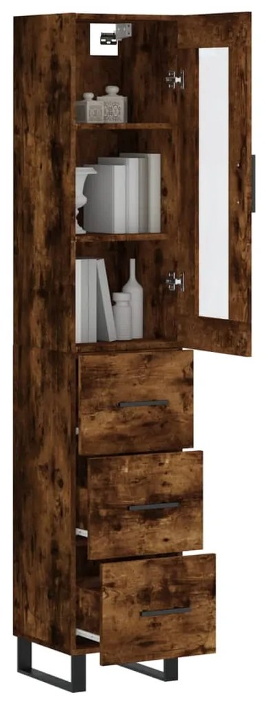vidaXL Ντουλάπι Καπνιστή δρυς 34,5x34x180 εκ. από Επεξεργασμένο Ξύλο