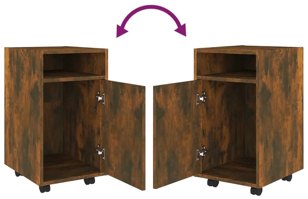 vidaXL Ντουλάπι με Ροδάκια Καπνιστή Δρυς 33x38x60 εκ. Επεξεργ. ξύλο