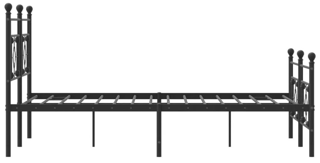 Πλαίσιο Κρεβατιού με Κεφαλάρι&amp;Ποδαρικό Μαύρο 150x200εκ. Μέταλλο - Μαύρο
