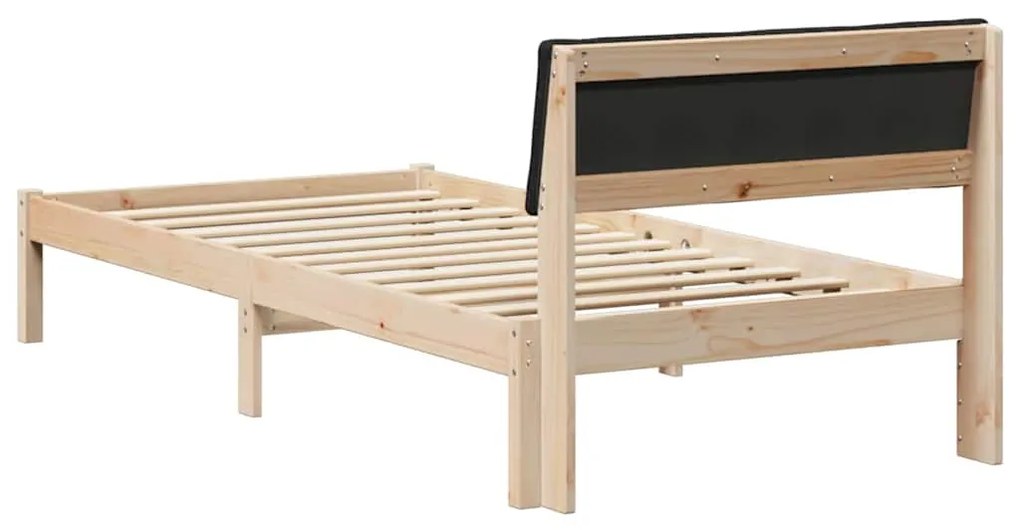 vidaXL Σκελετός Κρεβατιού Καφέ και μαύρο 90 x 190 cm Μασίφ ξύλο πεύκου