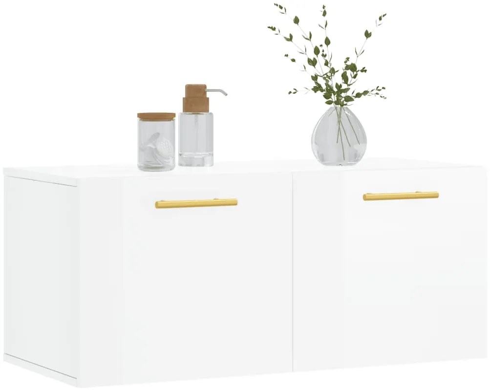 vidaXL Ντουλάπι Τοίχου Γυαλιστερό Λευκό 80x36,5x35 εκ. Επεξεργ. Ξύλο