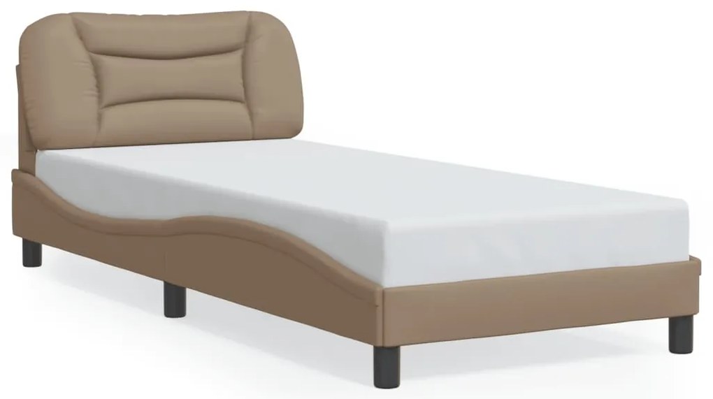 vidaXL Πλαίσιο κρεβατιού χωρίς Στρώμα Hvar Καπουτσίνο 90x200 εκ. Συνθ. Δέρμα