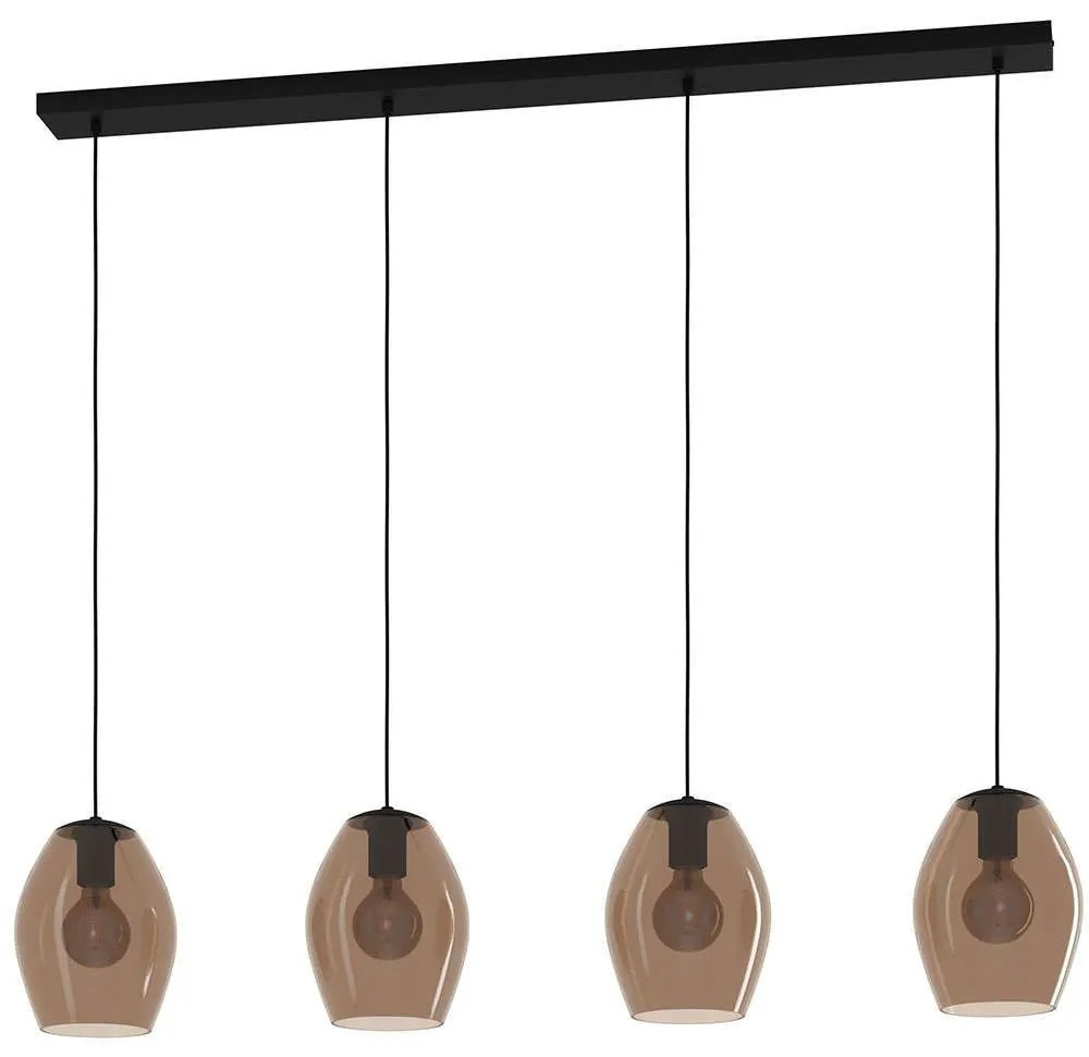 Φωτιστικό Οροφής - Ράγα Estanys 1 390162 124x19x150cm 4xE27 40W Black-Brown Eglo Steel,Glass