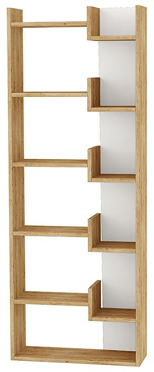 Βιβλιοθήκη Oppa Megapap χρώμα φυσικό οξιάς/λευκό 60x22x162εκ.