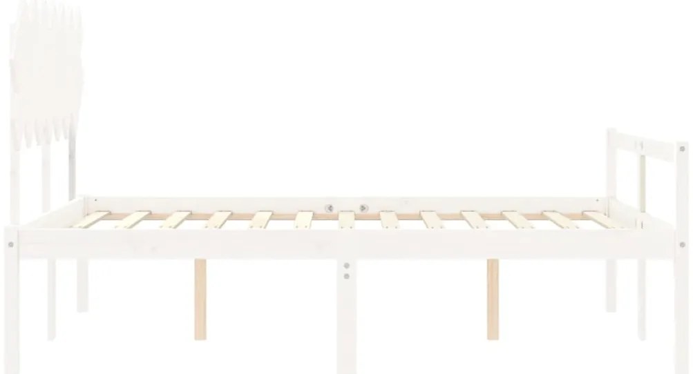 vidaXL Κρεβάτι Ηλικιωμένου με Κεφαλάρι Λευκό Μασίφ Ξύλο King Size