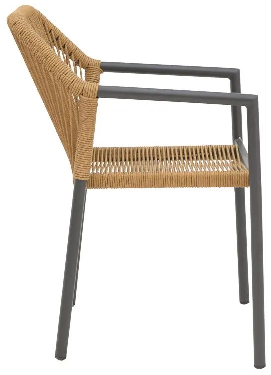 Καρέκλα - Πολυθρόνα αλουμινίου Lush στοιβαζόμενη ανθρακί σκελετός-φυσικό rattan 56x59x80 εκ. 56x59x80 εκ.
