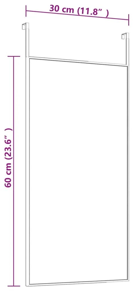 vidaXL Καθρέπτης Πόρτας Μαύρος 30 x 60 εκ. από Γυαλί και Αλουμίνιο