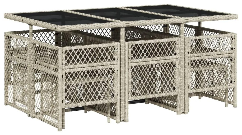 vidaXL Σετ Τραπεζαρίας Κήπου 11 τεμ. Αν. Γκρι Συνθ. Ρατάν με Μαξιλάρια