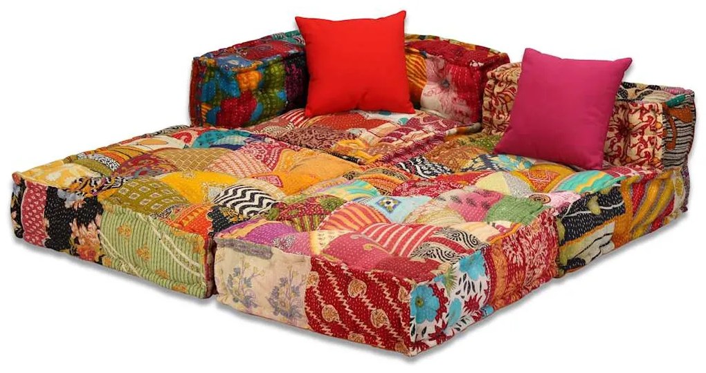 vidaXL Κάθισμα - Πουφ Τριθέσιο Αρθρωτό Patchwork Υφασμάτινο