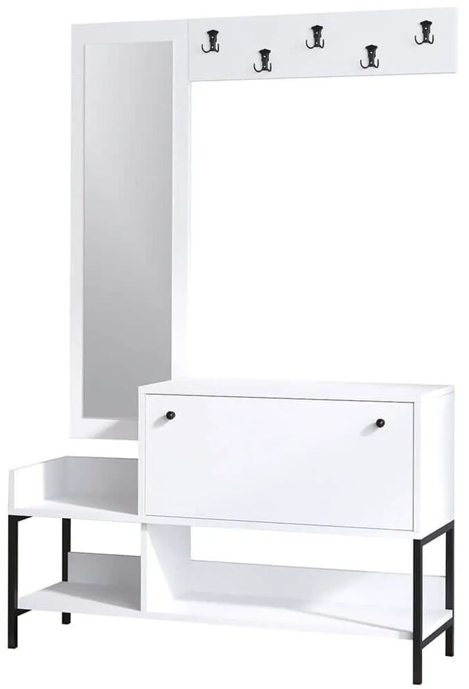 Έπιπλο Εισόδου Nonso 393MRD1276 120x35x70cm White-Black Particle Board, Melamine