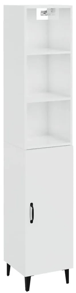 vidaXL Ντουλάπι Γυαλ. Λευκό 34,5 x 34 x 180 εκ. από Επεξεργασμένο Ξύλο