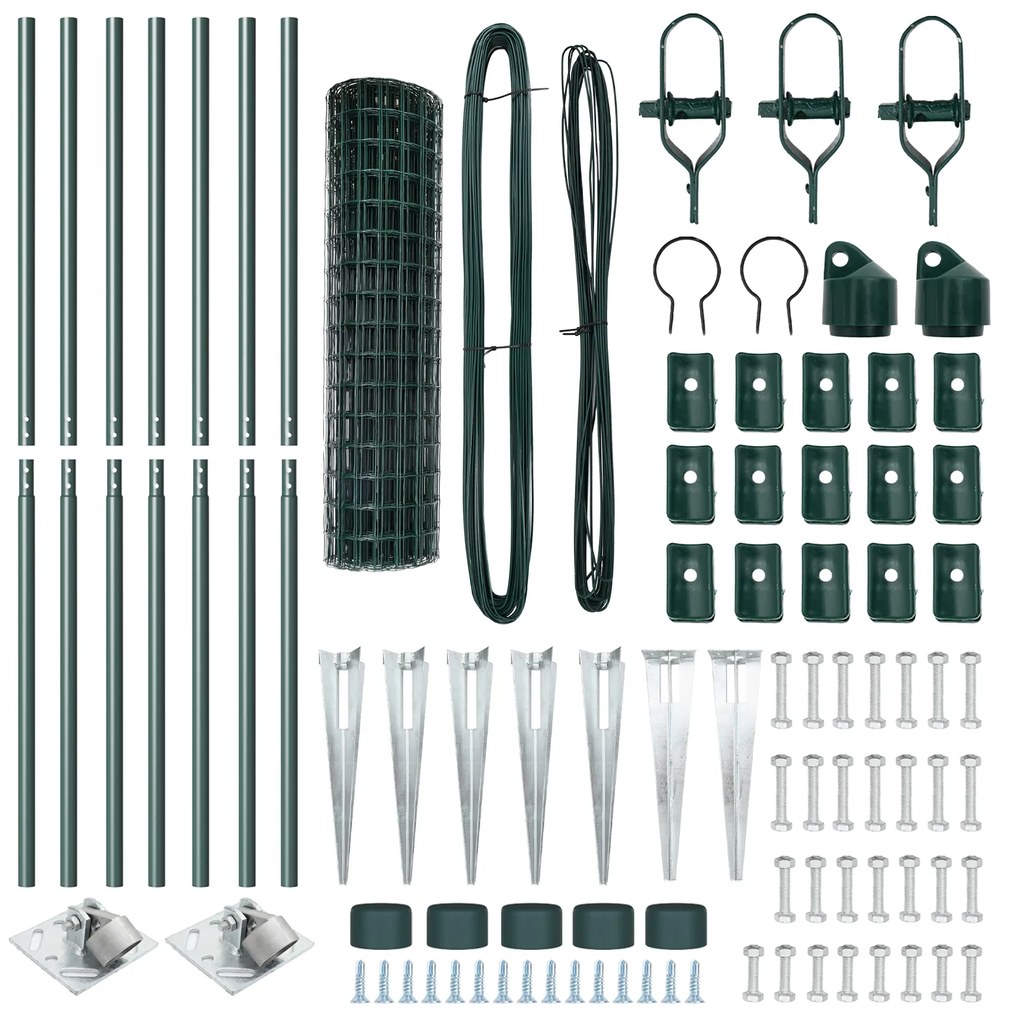 vidaXL Euro Fence με 7 σπikes 1.2x10 μ Γαλβανισμένος Χάλυβας Πράσινος