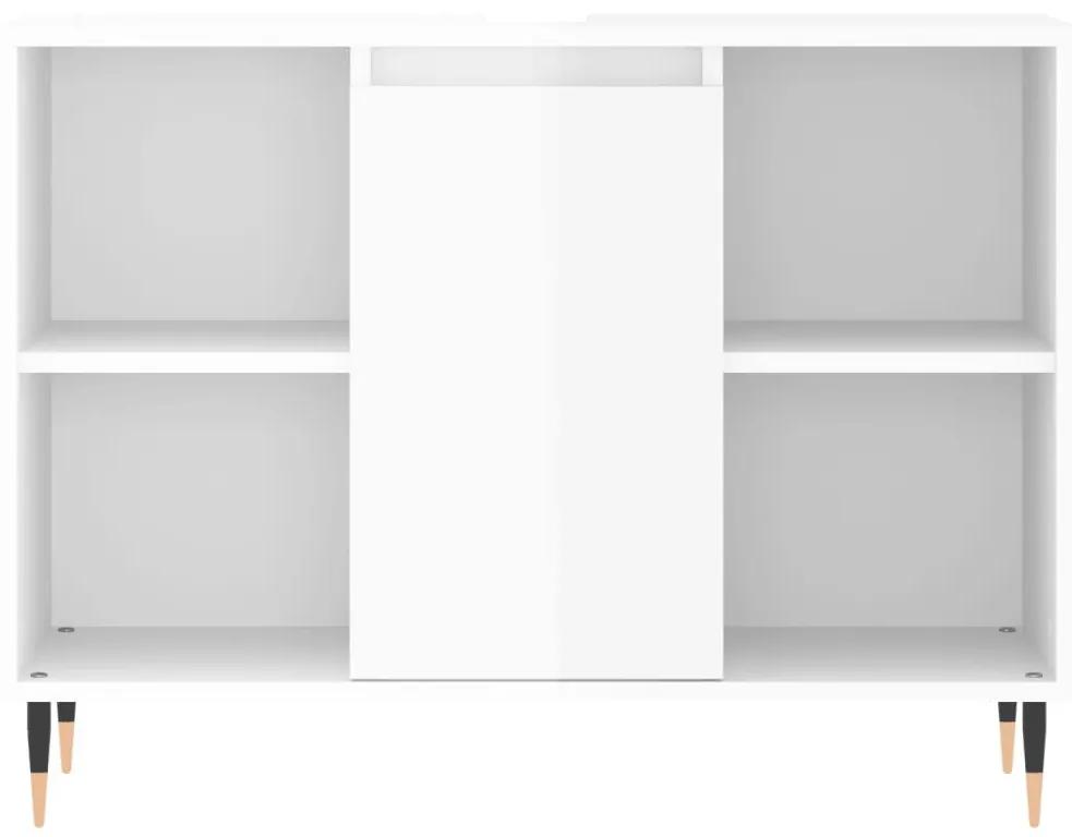 Ντουλάπι Μπάνιου Γυαλ. Λευκό 80 x 33 x 60 εκ. από Επεξεργ. Ξύλο - Λευκό